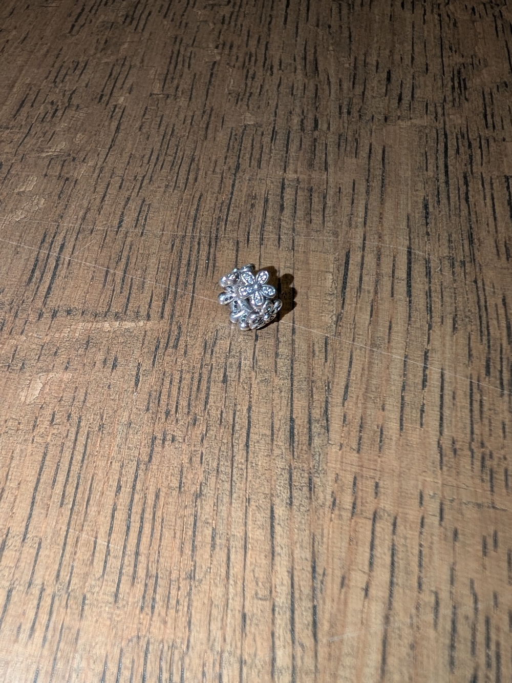 Pandora Silver Floral Charm with Sparkling Stones